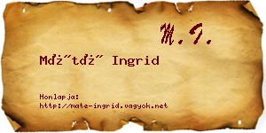 Máté Ingrid névjegykártya
