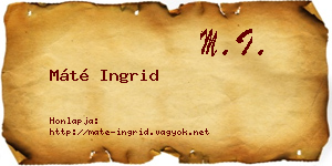 Máté Ingrid névjegykártya